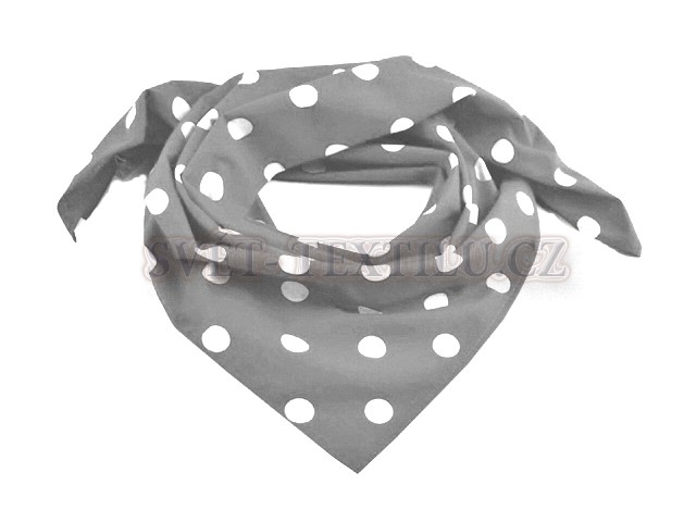 Bavlněný šátek pastelově šedý - puntík 17 mm