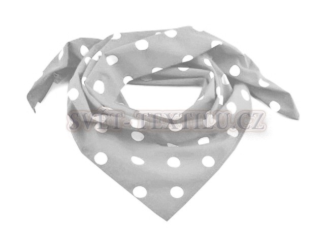 Bavlněný šátek světle šedý - puntík 17 mm