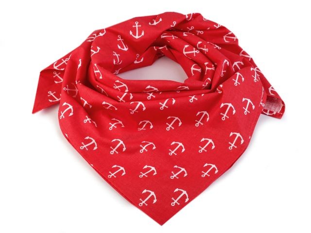 Motorkářský bavlněný šátek kotvy červené