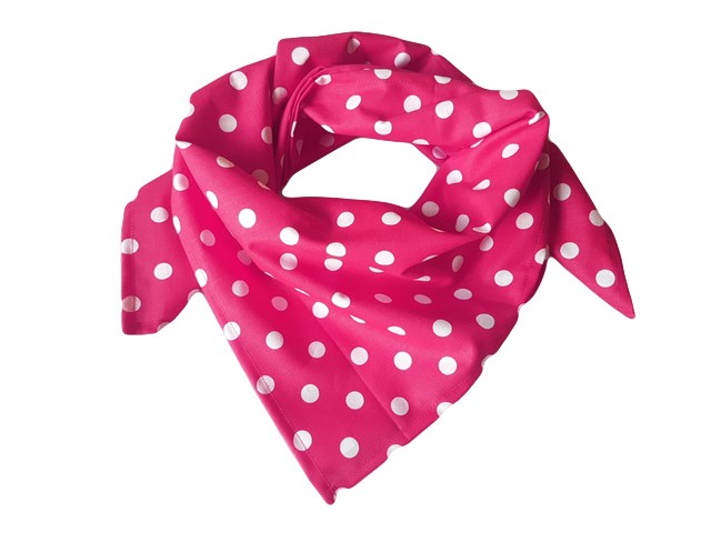 Motorkářský bavlněný šátek růžový, bílý puntík 11mm