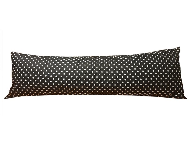 Povlak na dlouhý polštář Černý, bílý puntík 11mm