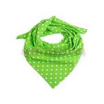 Bavlněný šátek neonově zelený - bílý puntík 7 mm