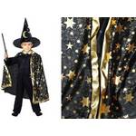  Černý plášť s hvězdami pro čaroděje a kouzelníky KARNEVAL