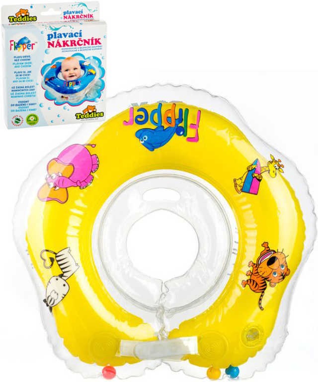 Baby nákrčník plavací kruh Flipper žlutý nafukovací podpěra hlavy