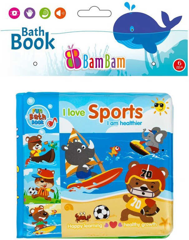 BAM BAM Baby knížka sport zvířátka pískací do vany na koupání