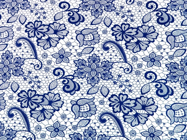Bavlněná látka š.160 - Modré květy romance na bílé