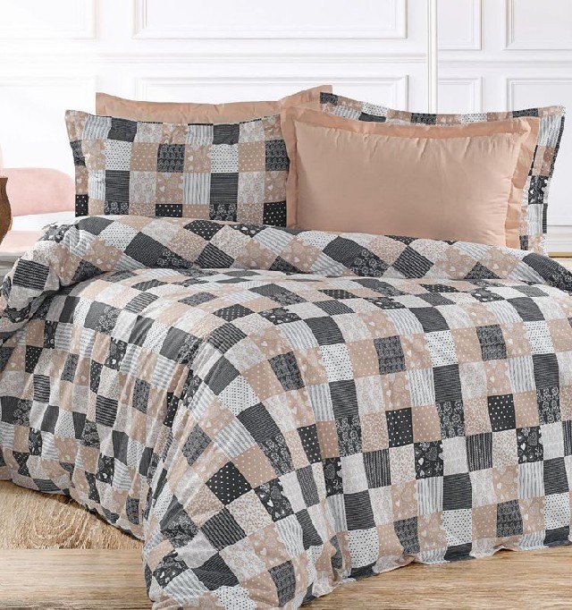 Bavlněné povlečení Patchwork béžový kombinace