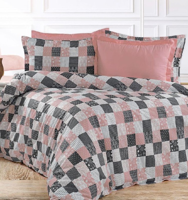 Bavlněné povlečení Patchwork růžový (pudrová) kombinace