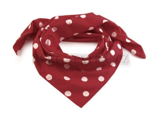 Bavlněný šátek bordó - bílý puntík 17 mm