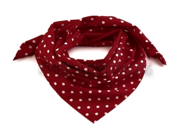 Bavlněný šátek bordó - bílý puntík 7 mm