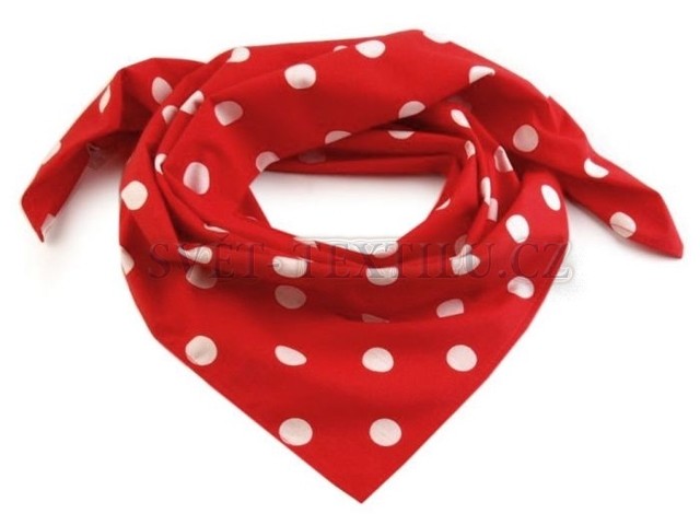 Bavlněný šátek červený - bílý puntík 17 mm
