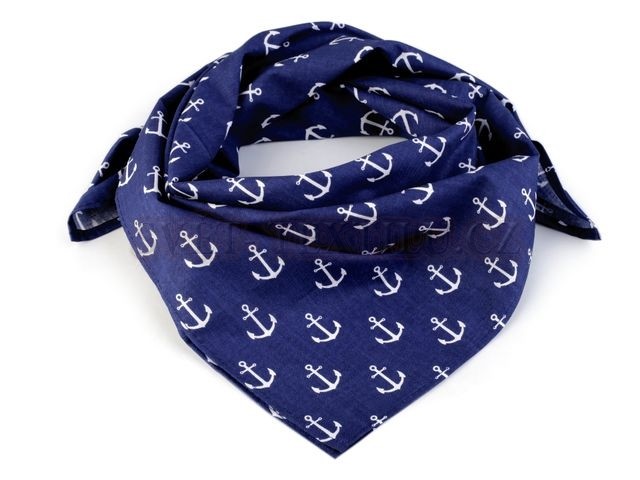Bavlněný šátek kotvy na modré