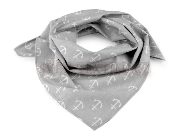 Bavlněný šátek kotvy na šedé