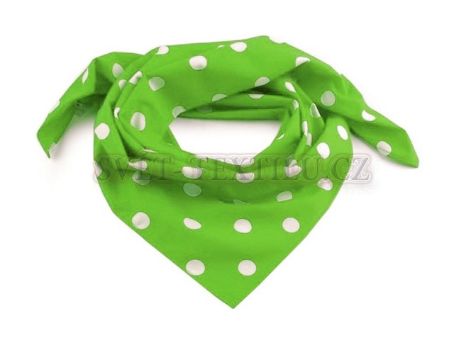 Bavlněný šátek neonově zelený - bílý puntík 17 mm