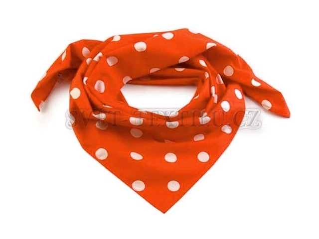 Bavlněný šátek sytě oranžový - bílý puntík 17 mm