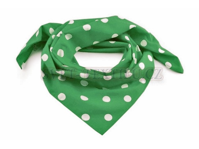 Bavlněný šátek trávově zelený - bílý puntík 17 mm