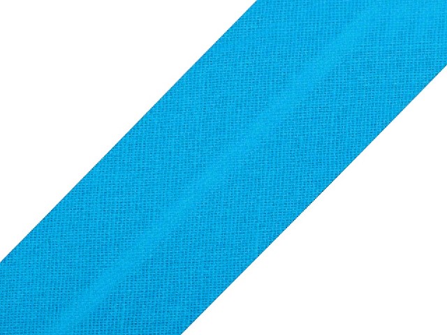 Bavlněný šikmý proužek modrá tyrkysová 20mm