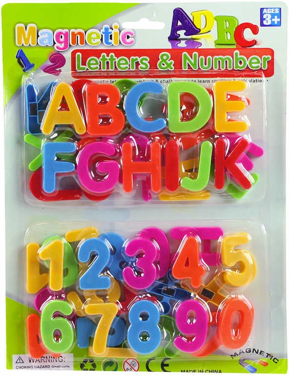 Čísla a písmenka barevná magnetická 4cm set v sáčku