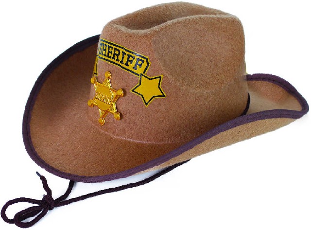 Dětský kovbojský klobouk hnědý šerif zlatá hvězda