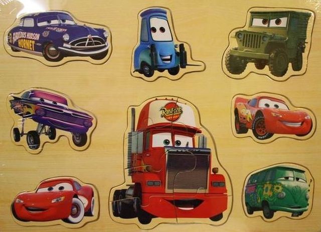 Dřevěné vkládací puzzle Cars Transportér Mack