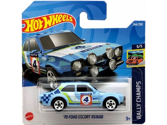 Hot Wheels angličák 70 Ford Escort RS1600, Rally Champs 5/5