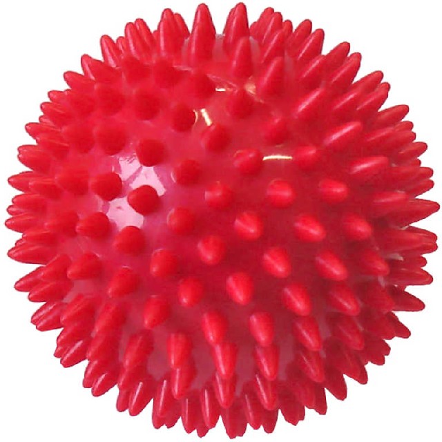 Míček masážní 7,5cm červený balónek ježek s bodlinkami