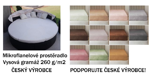 Mikroflanelové prostěradlo kruh (kulaté) průměr 170cm 260g/m2