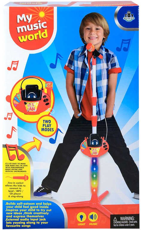Mikrofon dětský stojanový na baterie MP3 / IPOD / Přehrávač Svět