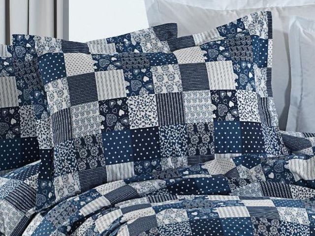 Povlak na polštář Patchwork tmavě modrý