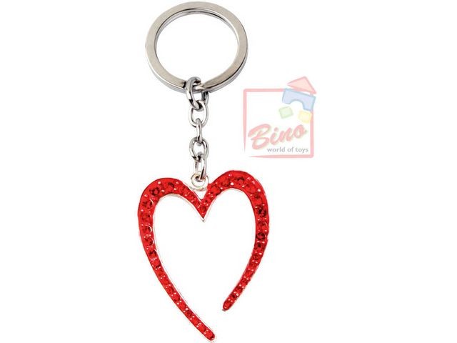 Přívěsek na klíče s drahokamy srdce červené 10cm