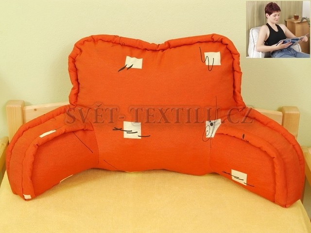Relaxační polštář na čtení a sledování tv oranžový