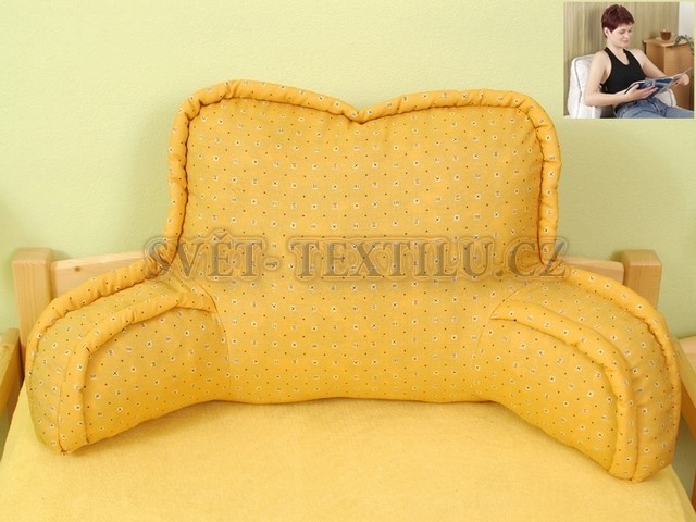 Relaxační polštář na čtení a sledování tv žlutý pískový