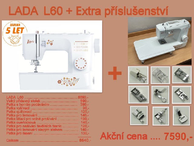 Šicí stroj Lada L60 + Extra příslušenství