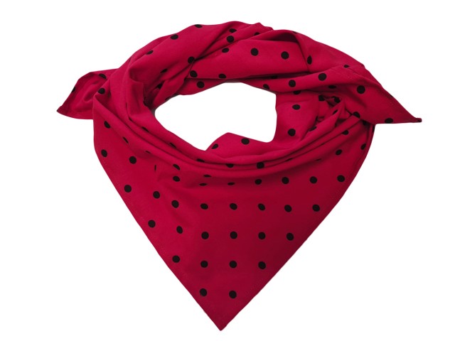  Trojcípý šátek - BERUŠKA červený - černý puntík 8 mm