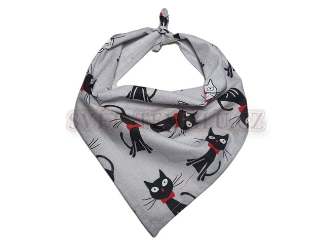 Trojcípý šátek - Černá/bílá kočka