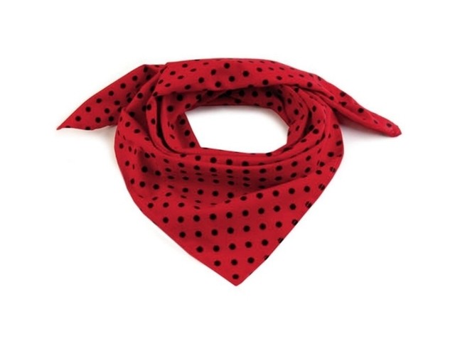 Trojcípý šátek - FERDA červený - černý puntík 8 mm