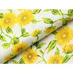 Bavlněná látka metráž - Květy slunečnice na bílé