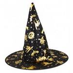 Čarodějnický dětský klobouk zlatý potisk Kar