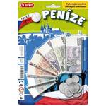 Dětské peníze CZ české koruny bankovky a mince na kartě