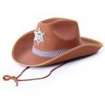 Dětský kovbojský klobouk hnědý šerif stříbrná hvězda